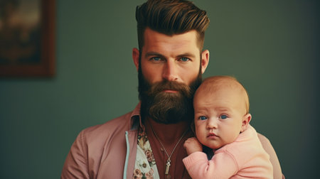 Father and baby. Fatherhood and family concept. Fatherhood and parenthood.の素材