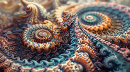 A mesmerizing array of colorful fractal patterns with intricate details and textures.の素材