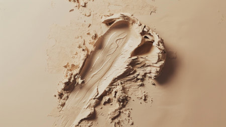 High-quality texture shot of smudged beauty cream on a smooth, neutral background for skincare and cosmetics.の素材