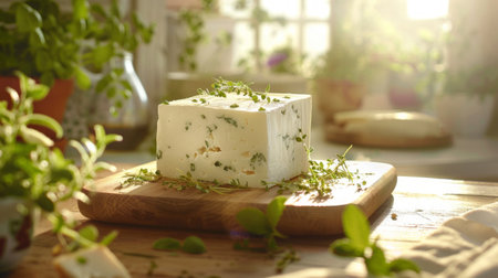 A block of soap placed on top of a wooden cutting boardの素材