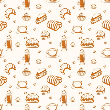 Seamless. Background with coffee and pastries.のイラスト素材