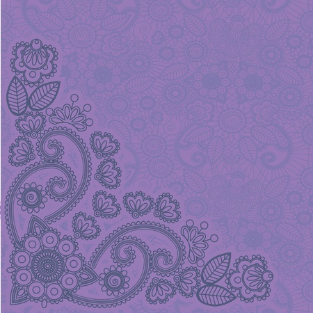 Hand-Drawn henna Mehndi Abstract Flowers. Vector illustration. Seamless.のイラスト素材