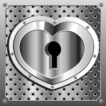 Metallic heart with a hole for the key.のイラスト素材