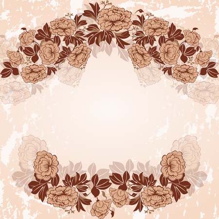 Vintage frame in pastel colors. The wreath of peonies.のイラスト素材