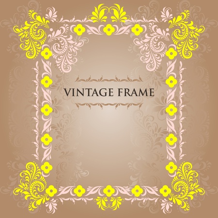 Vector vintage  frame  in the style of folk ornaments.のイラスト素材