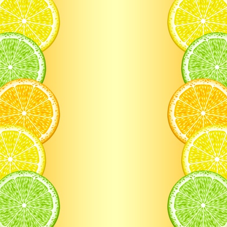 The frame of the lobes of lemon, orange and lime. The background.のイラスト素材