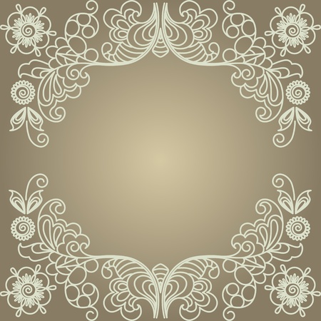 Stylized floral design. Vintage frame.のイラスト素材