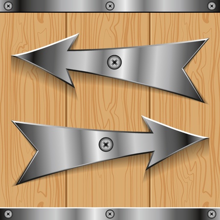 Metal arrow on a wooden background texture のイラスト素材