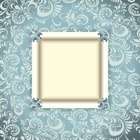 ragged blue wallpaper with a frosty ornamentのイラスト素材