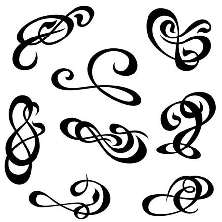 Calligraphic ornamentation  Set of decorative calligraphic elements の写真素材