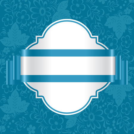 Floral ornament style Khokhloma on a blue background. Frame for text.のイラスト素材