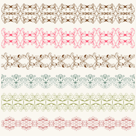 Vector lace brush of calligraphic elements. Set.のイラスト素材