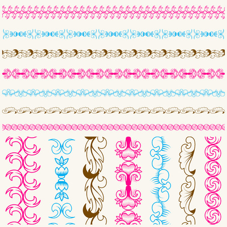 Vector lace brush of calligraphic elements. Set.のイラスト素材