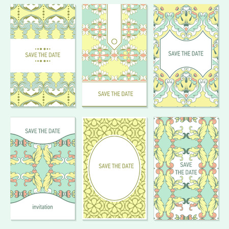 Set of vector card templates for Save The Date and any cards, invitations.のイラスト素材