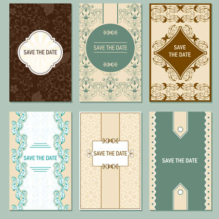 Set of vector card templates for Save The Date and any cards, invitations.のイラスト素材