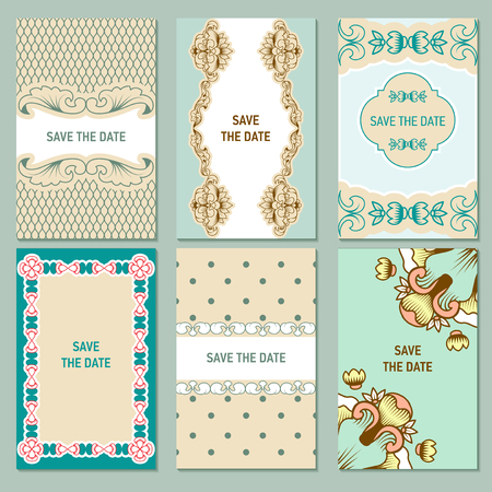 Set of vector card templates for Save The Date and any cards, invitations.のイラスト素材