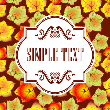 Autumn leaves of different colors. Template cards and invitations.のイラスト素材