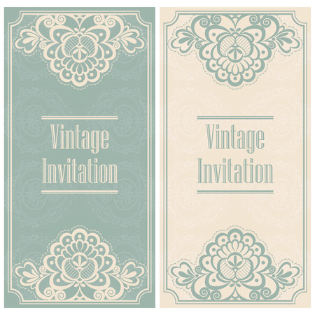 Invitation template in vintage style. Stylized vintage lace.のイラスト素材