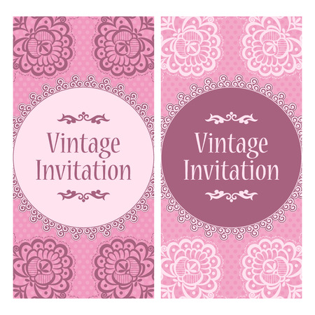 Invitation template in vintage style. Stylized vintage lace.のイラスト素材