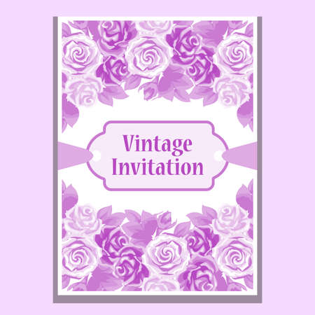 Flowers and leaves of roses. Template cards and invitations.のイラスト素材