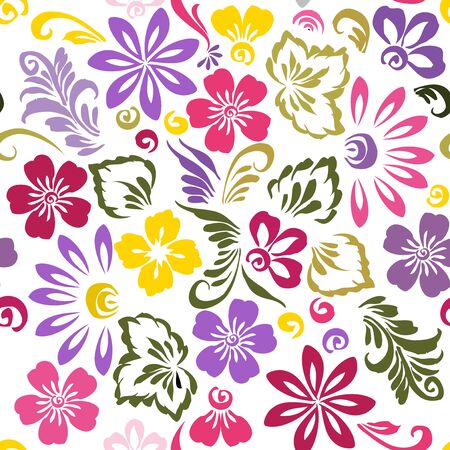 Stylized floral designs. The background of hand-drawn flowers. Seamless.のイラスト素材