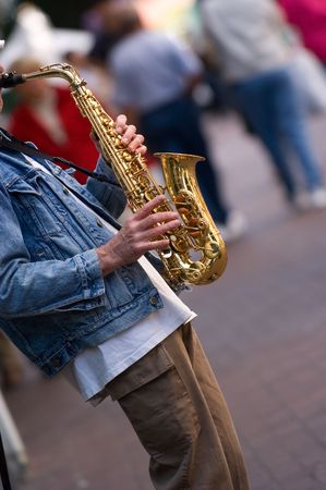 Street sax playerの写真素材