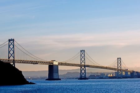 Bay Bridge from San Francisco to Oakland, Californiaの写真素材
