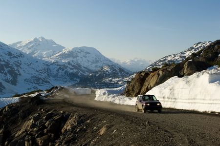 Offroad driving in Alaska, near Salmon glacier