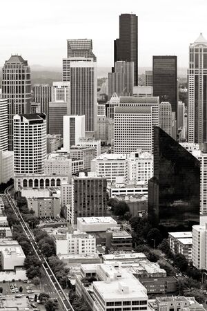 Aerial view of downtown Seattleの写真素材