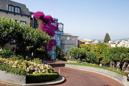 Lombard street, Popular tourist destination in San Francisco, Californiaの写真素材