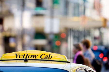 Taxi standing in Gastown, Vancouverの写真素材