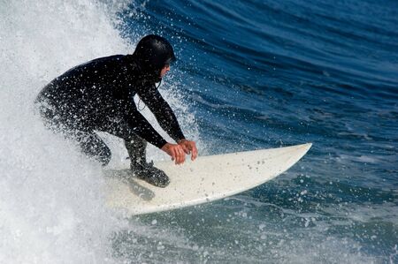 Surfing in Pacific ocean at Oregon beach, USAの写真素材