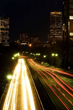 Storrow drive traffic lights in Back Bay, Boston, MAの写真素材