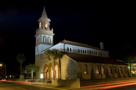Church in the oldest european settlement in USA - St. Augustine, Floridaの写真素材