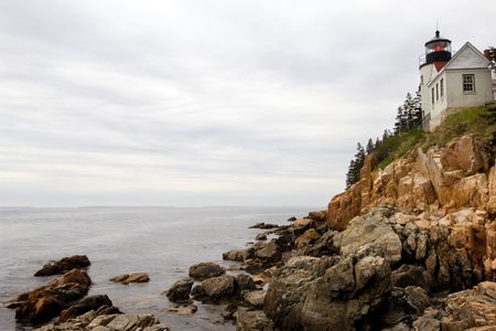 Bass Harbor lighthouse in Acadia National park, Maineの写真素材