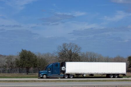 Truck with blank space on american interstateの写真素材