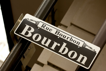 Rue Bourbon street in New Orleans in French Quarterの写真素材