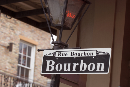 Rue Bourbon street in New Orleans in French Quarterの写真素材