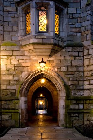 Yale University campus at evening, New Haven, Connecticutの写真素材