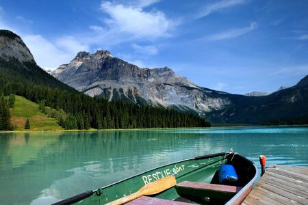 Emerald lake in Yoho national park, Canadian Rockiesの写真素材