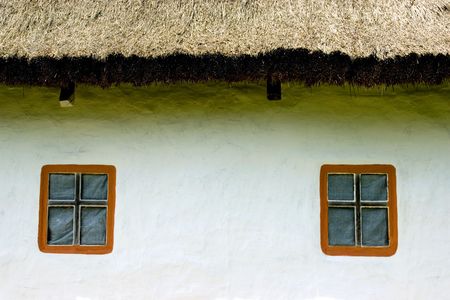 Windows of rural traditional Ukrainian houseのeditorial素材