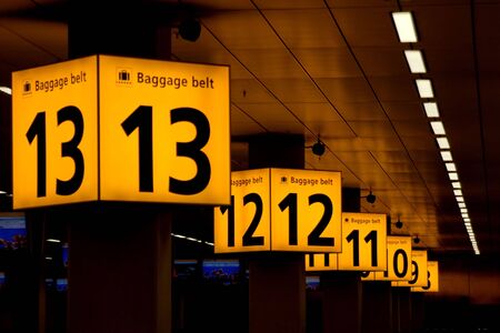 Baggabe belts in Schiphol airport, Amsterdamの写真素材