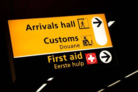 Transfer sign at the gates of Schiphol airport Amsterdamの写真素材