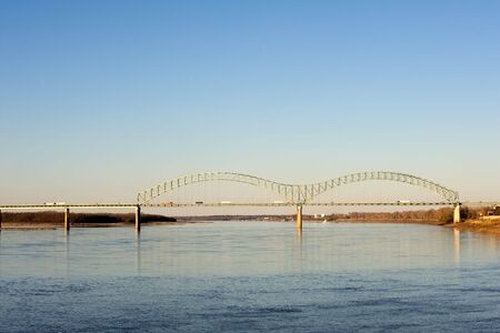 Hernando deSoto bridge over Missippissi river in Memphis, TNの写真素材