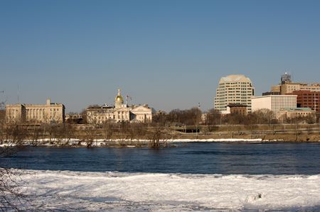 Panorama of Trenton, NJ with Delaware river