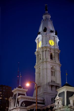 Philadelphia City Hall at nightの写真素材