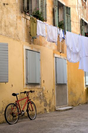 Street scene in old Croatian town of Zadarの写真素材