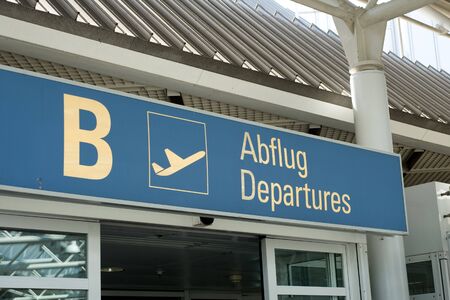 Departure hall of Munich International airport, Germanyの写真素材