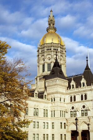 Connecticut state capitol building in Victorian Gothic styleの写真素材
