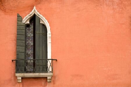 Traditional window of hotel at Piazza San Marco, Veniceの写真素材
